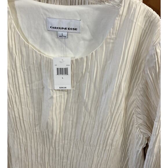 Caroline Rose Plisse Pants Set 2 Piece New Top Sz L Pants Sz M Ivory - Picture 5 of 16